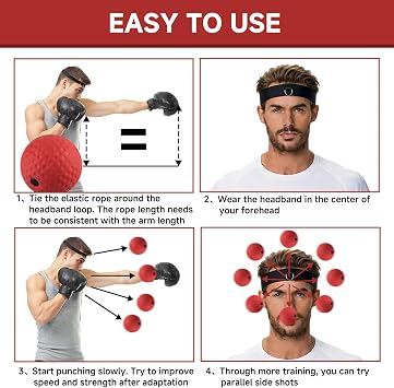 Boxing Reflex Ball Training Set with Adjustable Headband 2 Speed Reaction Balls + Spare Strings for Hand Eye Coordination, Punching Speed & Fitness Fun Boxing Equipment for Adults & Kids Home Workout