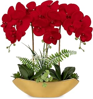Kunstpflanze Orchideen Künstliche Deko Blumen Kunstblumen Wie Echt Mit Real-Touch Blüten im Keramiktopf Tischdeko Fensterbank Deko, Höhe 41cm