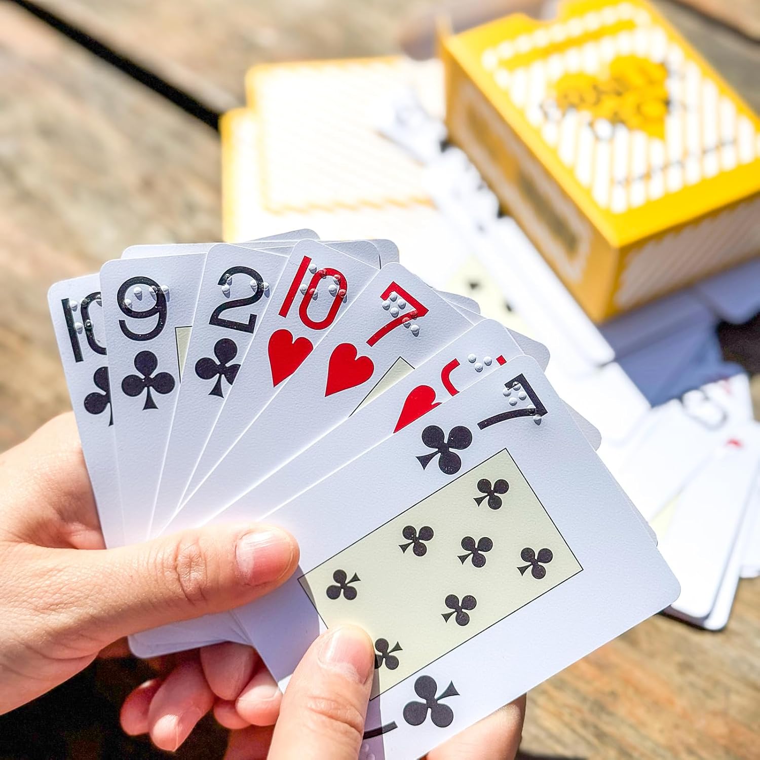 jakille Braille Playing Cards for Blind, 2.5"x3.5" Plastic Braille Playing Cards Large Print for Visually Impaired, Best Gifts for Blind Person, Perfect for Games and Family