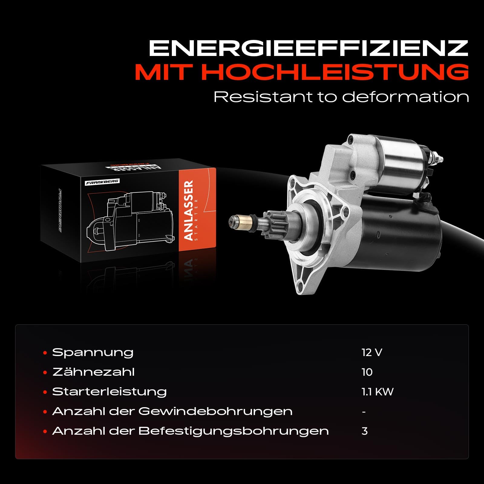 Frankberg Motor de arranque 11 kW 12 V 10 dientes 02B911023B