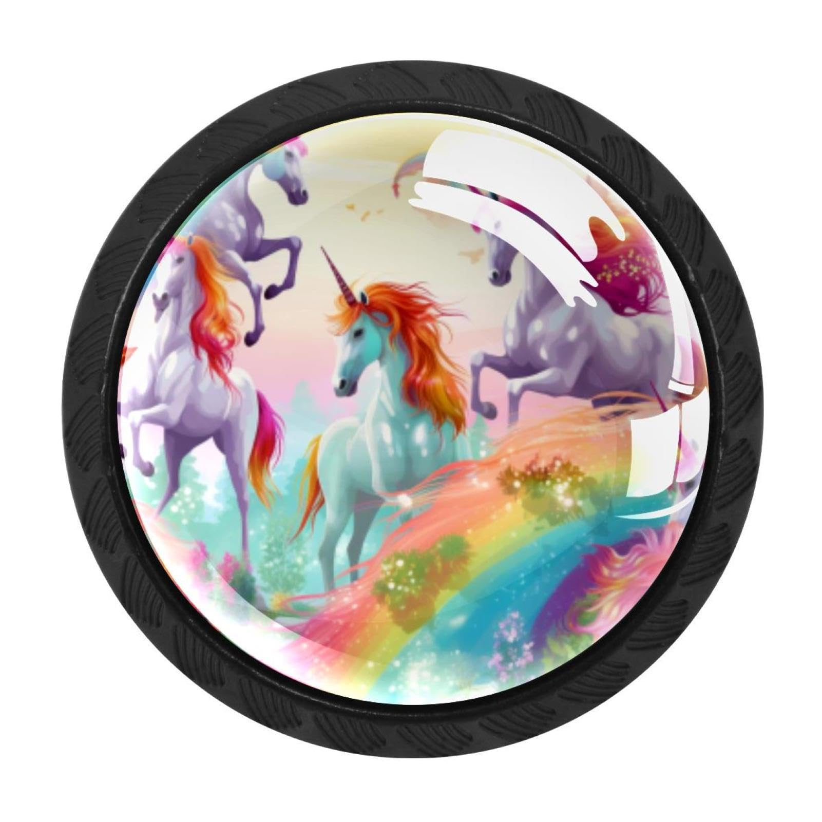 Chenzzzz Multicolored 15 4 Pcs Rainbow Unicorn Cabinet Knobs Crystal Drawer Pulls For Kitchen, Bathroom Cabinet, Dresser And Cupboard