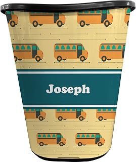 Personalized School Bus Waste Basket - Single Sided (Black)