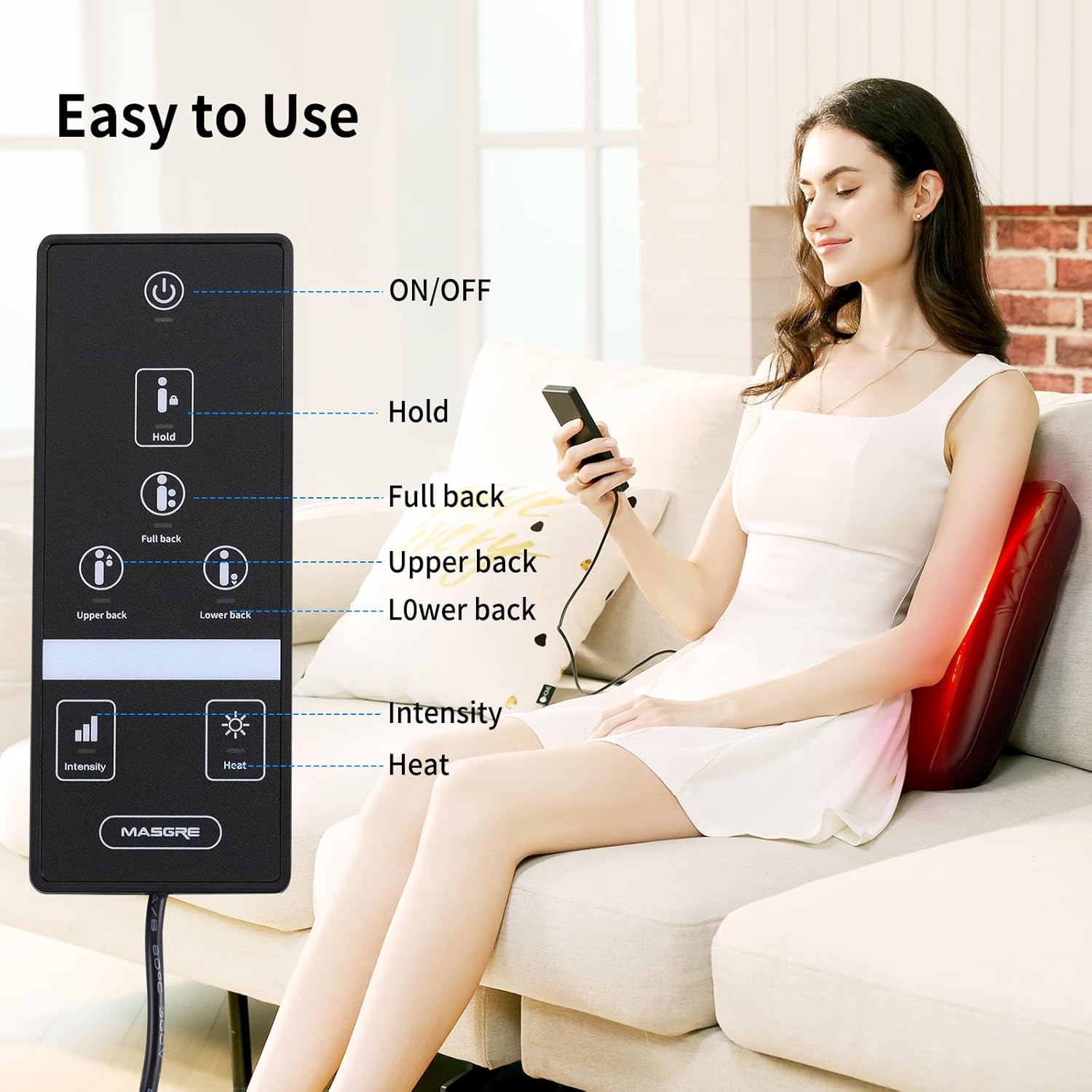 Shiatsu Back Massager with Heat, Rolling Up and Down 4D Kneading Massage, Electric Massager for Pain Relief Deep Tissue, Lumbar Lower Back Massager, Gifts for Women Men Mom Dad - Image 4