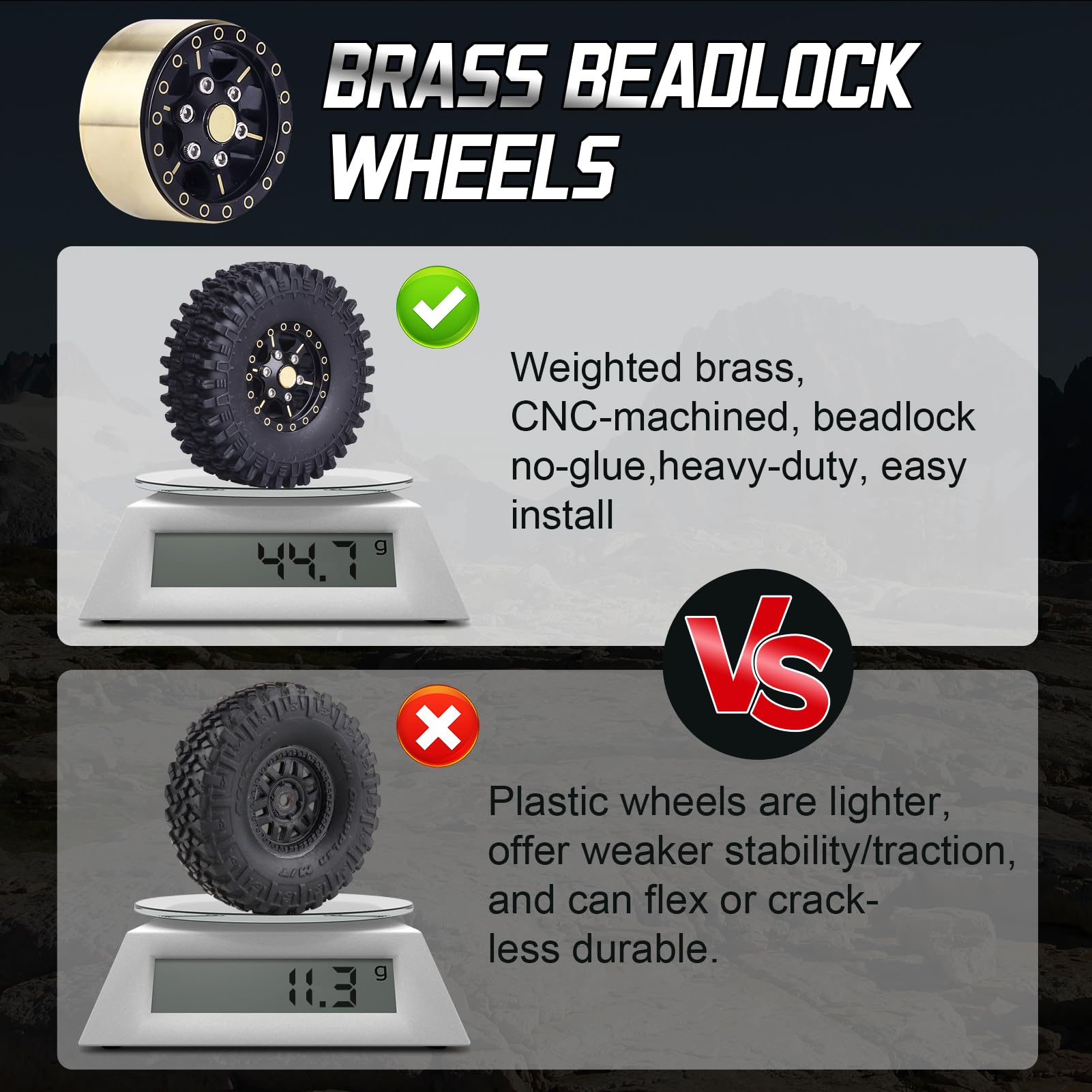 Amazon | Hobbypark Brass 1.0 ビードロックホイールとタイヤ Traxxas