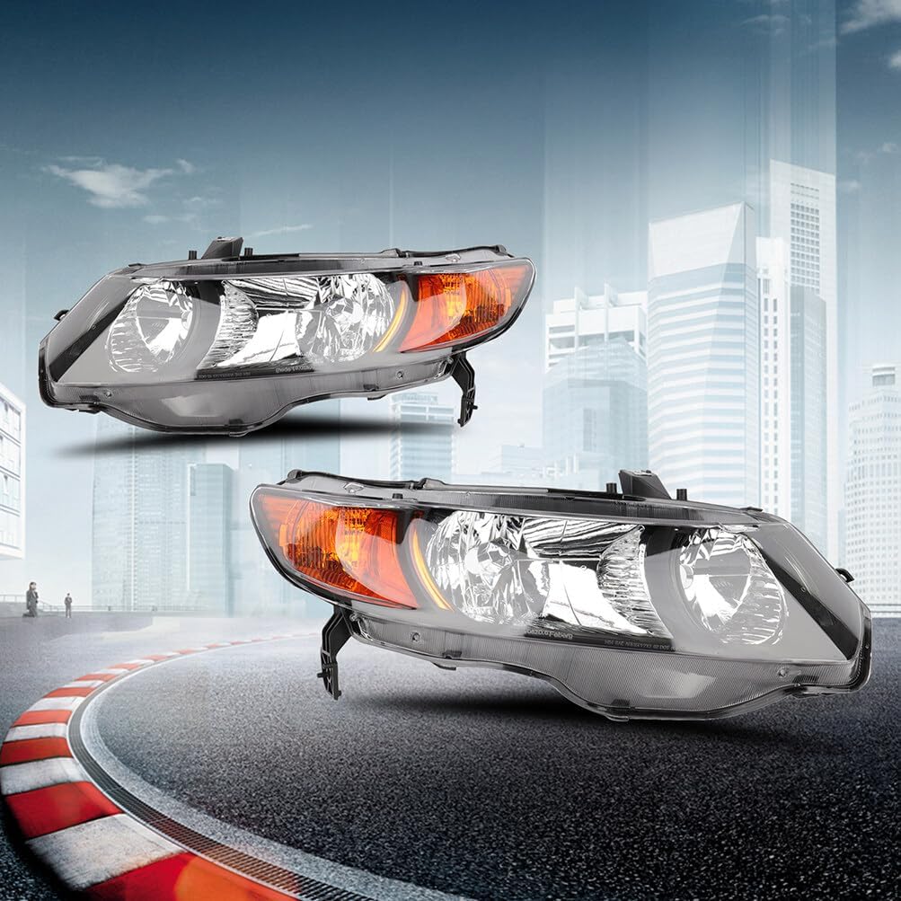 OCPTY Headlight Assembly Pair Replacement for Honda Civic 2006-2011 Bulbs Not Included
