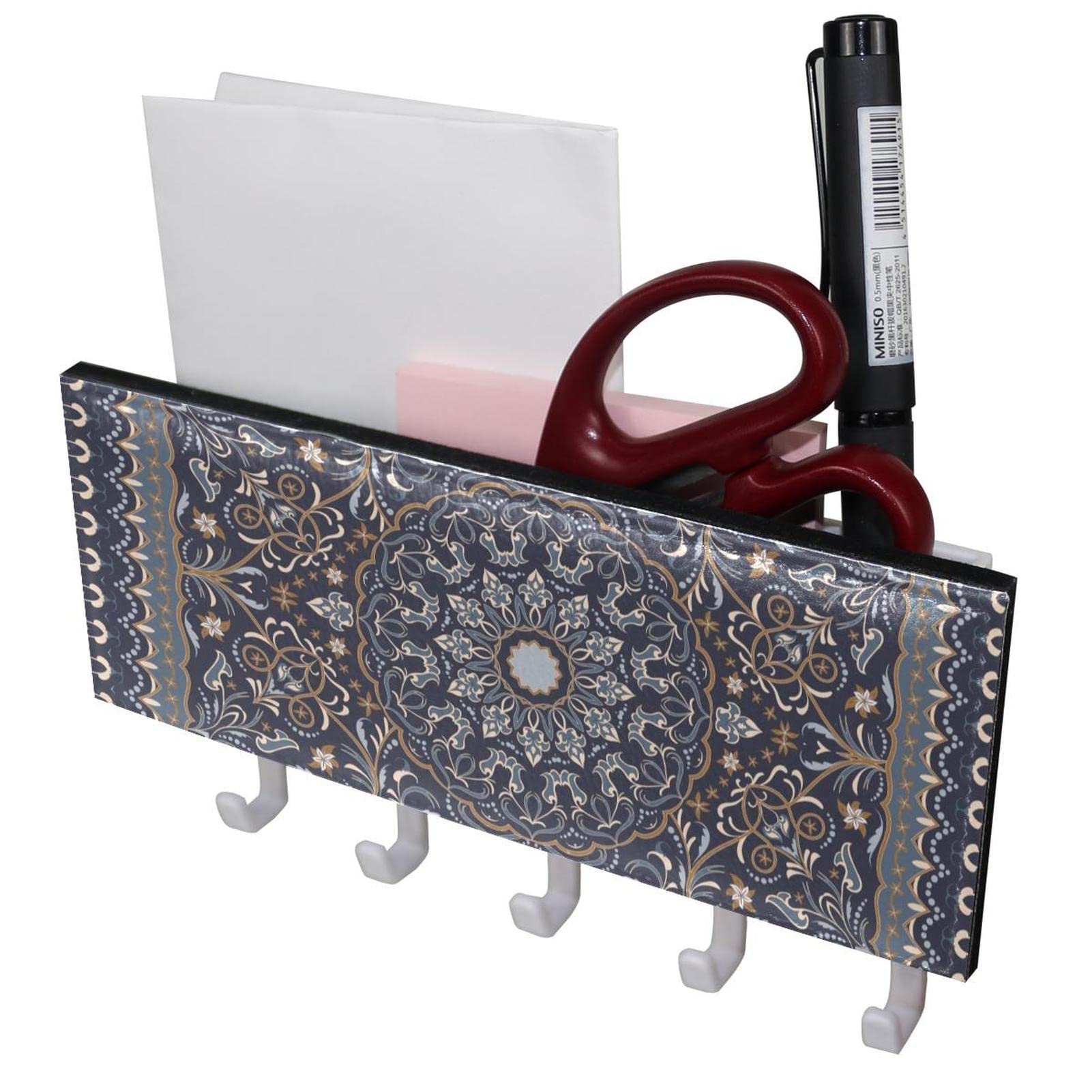 TBOUOBT Portachiavi Da Parete Con Ripiano Per Posta - Design Acchiappasogni Etnico Vintage - 5 Ganci Per Ingresso