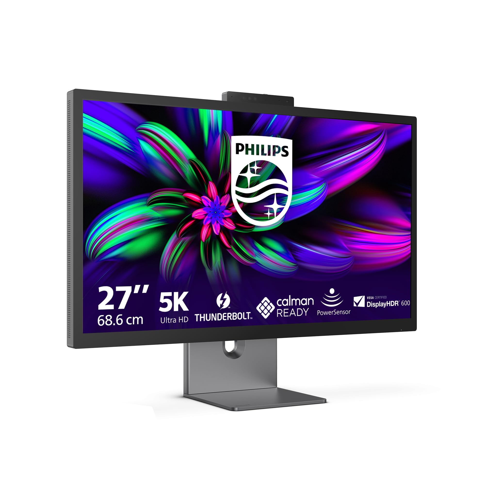 Philips Philips 27E3U7903 27 Inch Adobe RGB 99% + 5K, 70Hz, IPS Black, 4ms MPRT, Adaptive Sync, HDR600, Height Adjustment, Web Cam, Speaker, (2560x1440,HDMI 1x 2.1,DP USB Hub) Grey