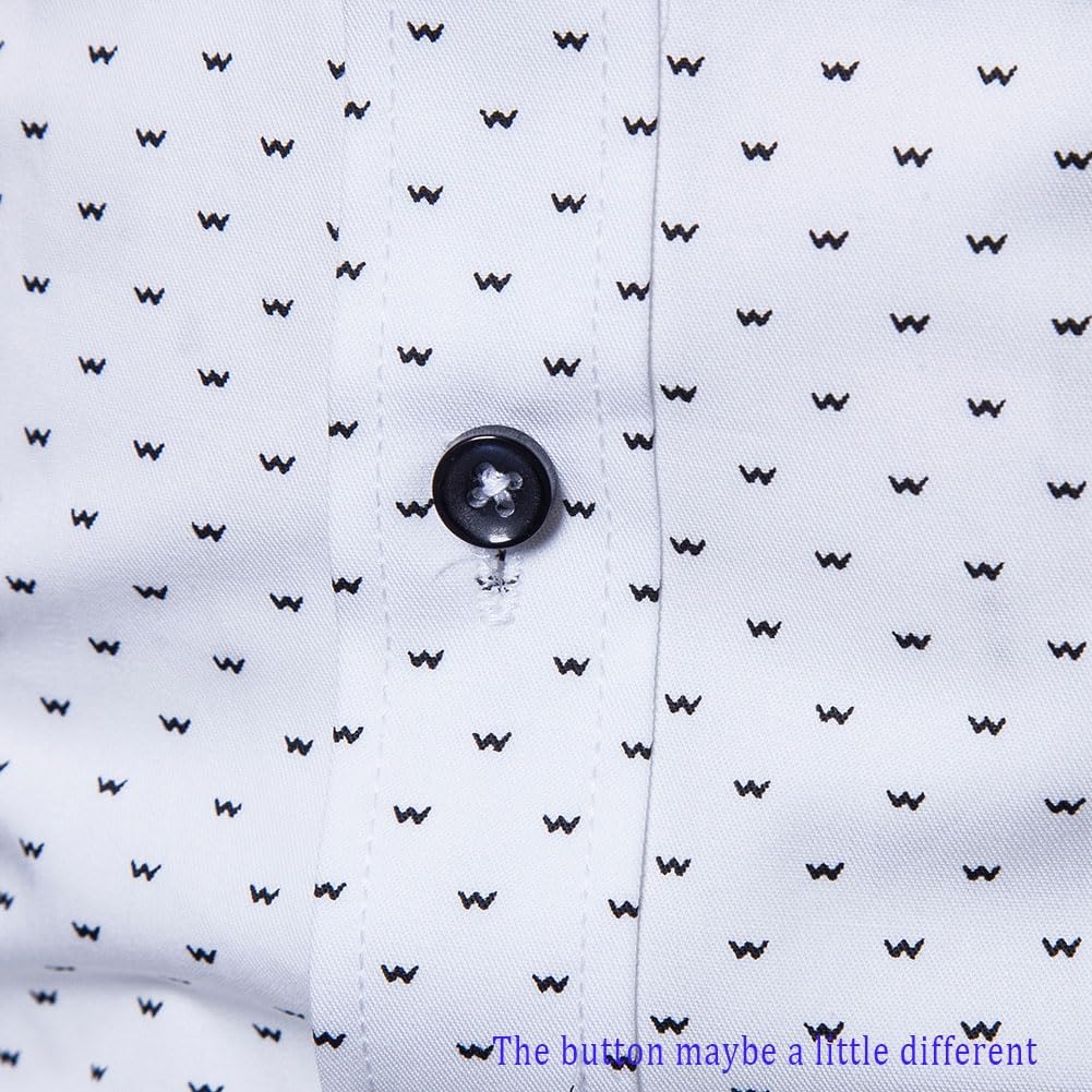 MUSE FATH Men's Printed Dress Shirt-Cotton Casual Short Sleeve Regular Fit Shirt image 5