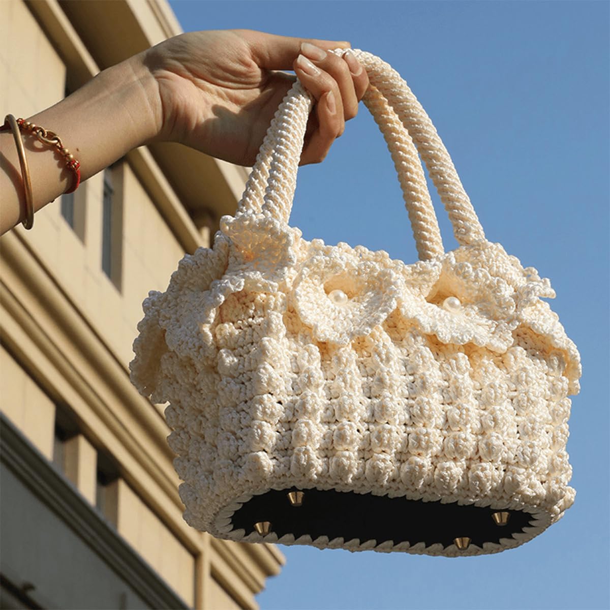 5 bases de bolsa para ganchillo, piel sintética, parte inferior ovalada, almohadilla moldeadora inferior, base de ganchillo, base de cojín con agujeros, suministros para hacer bolsas de ganchillo,