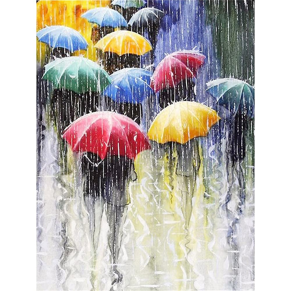 Diamond Painting 70x120cm Piéton sous la Pluie Cadeau Idéal Broderie Point de Croix