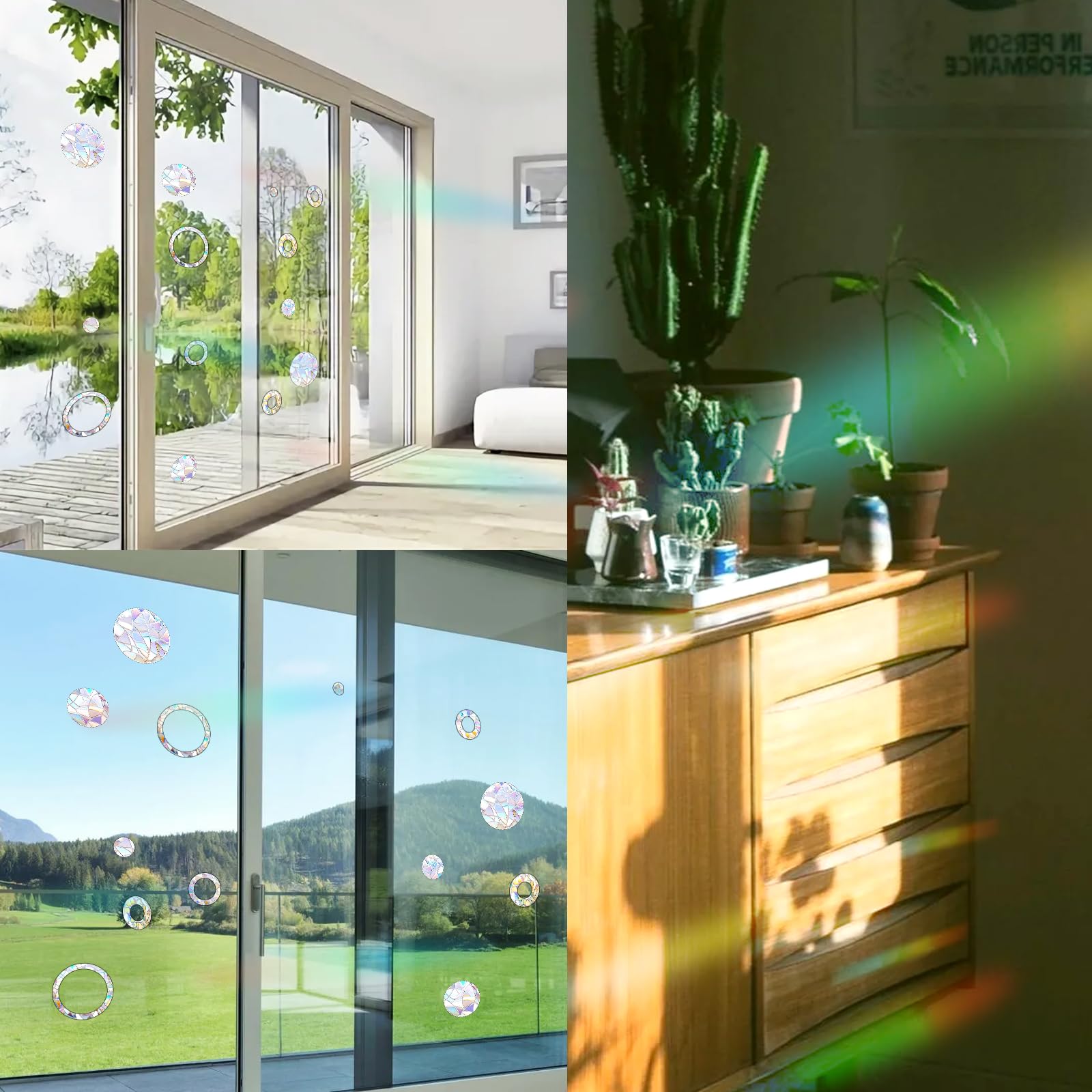 Abeillo Suncatcher Lot de 29 autocollants pour fenêtre - Ronds - Protection contre les oiseaux - Prisme - Anti-collision - Autocollants réfléchissants (anneaux, cercles)