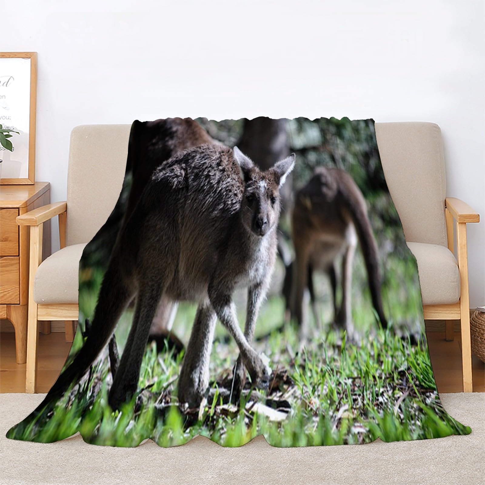 Generisch Puszysty koc do wtulania się, brązowy kangur, 200 x 200 cm, miękki i dwustronny koc polarowy, idealny koc na sofę dla wszystkich, przytulny koc na sofę i łóżko AL1391