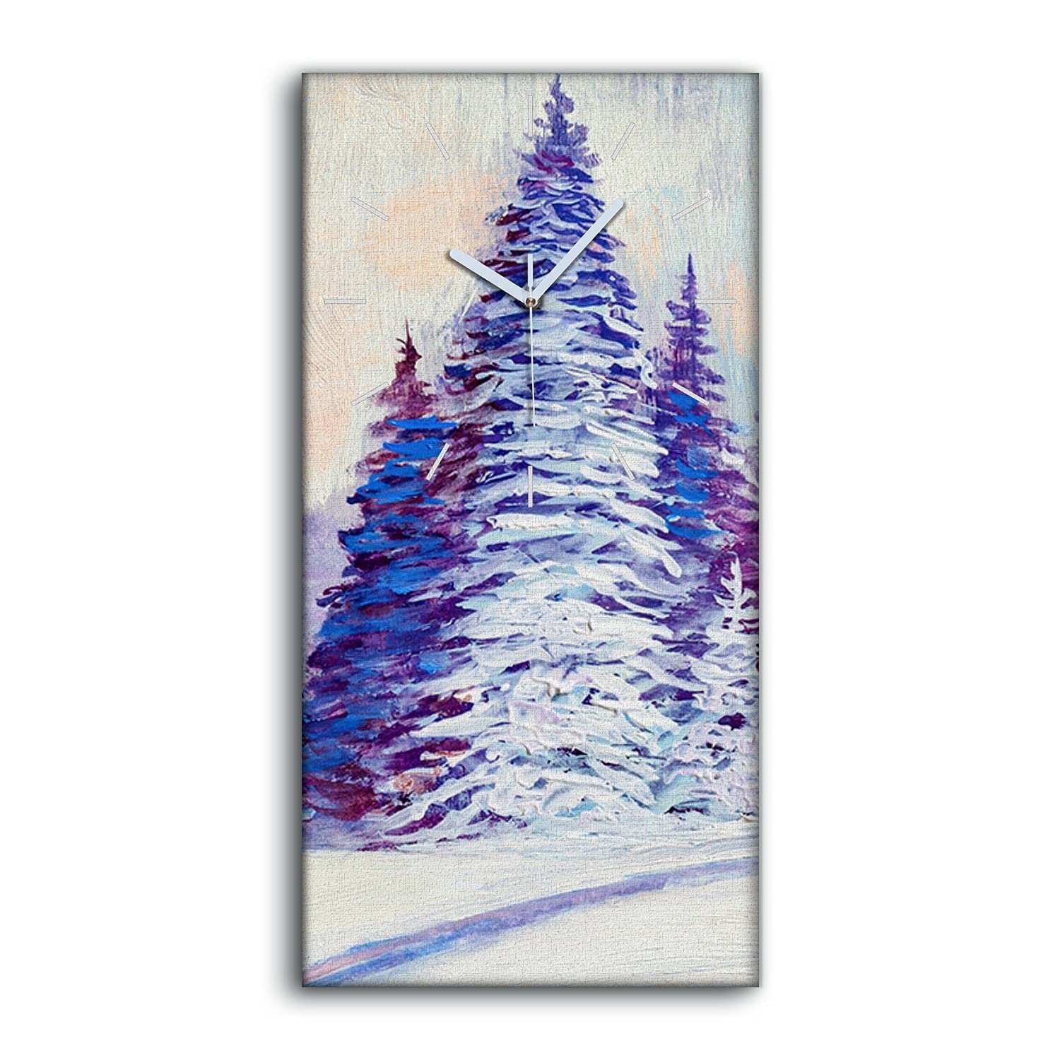Horloge sur Toile Forêt de Neige Décoration Nature pour Salon et Chambre