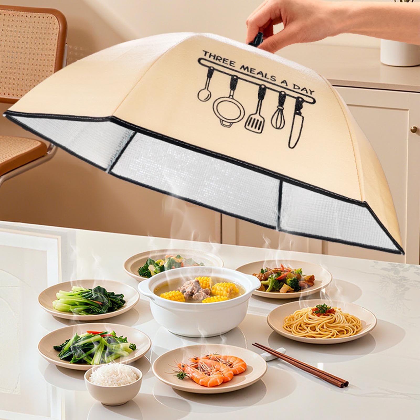 Cloche alimentaire – Protection thermique pliable innovante avec doublure isolante, maintient la température optimale pendant des heures, bord élastique pour une étanchéité optimale | Isolation