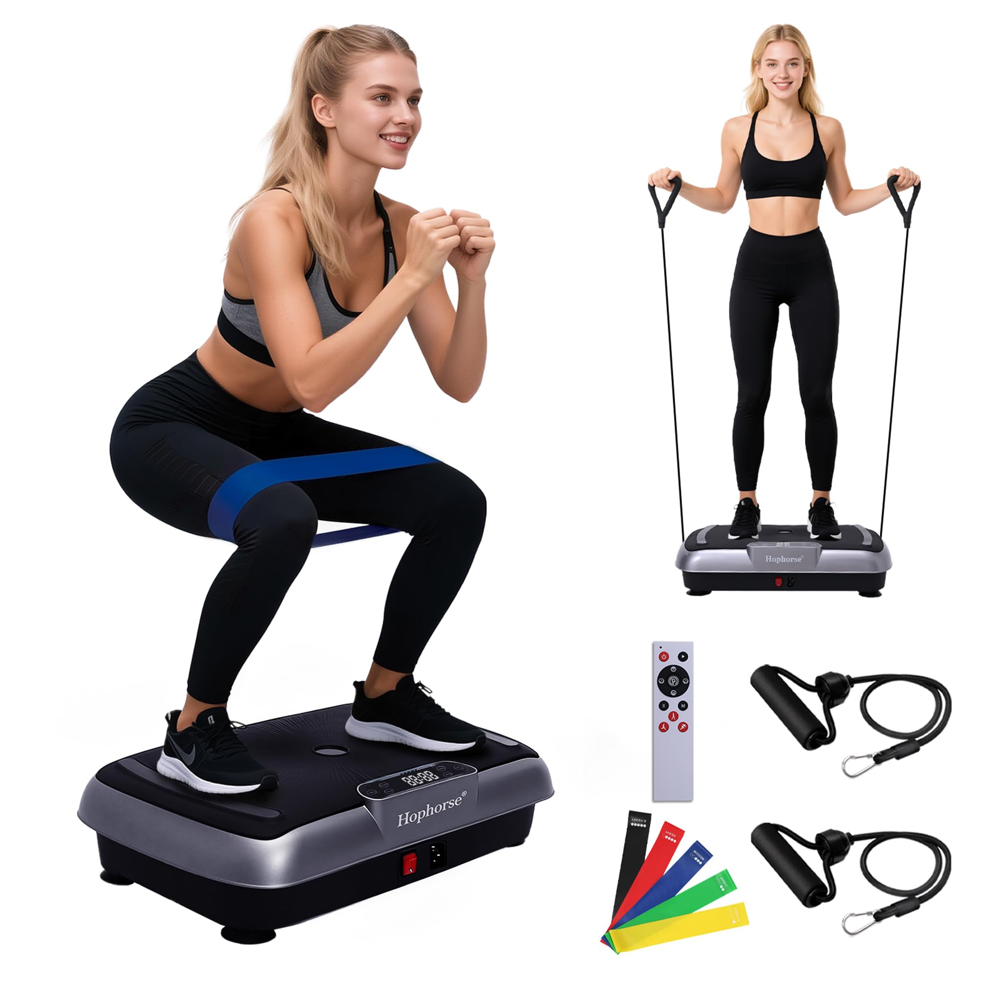 Vibration Plate Exercise Machine Vibrating Plate for Lymphatic Drainage Weight Loss Full Body Shake Plate with Resistance Bands