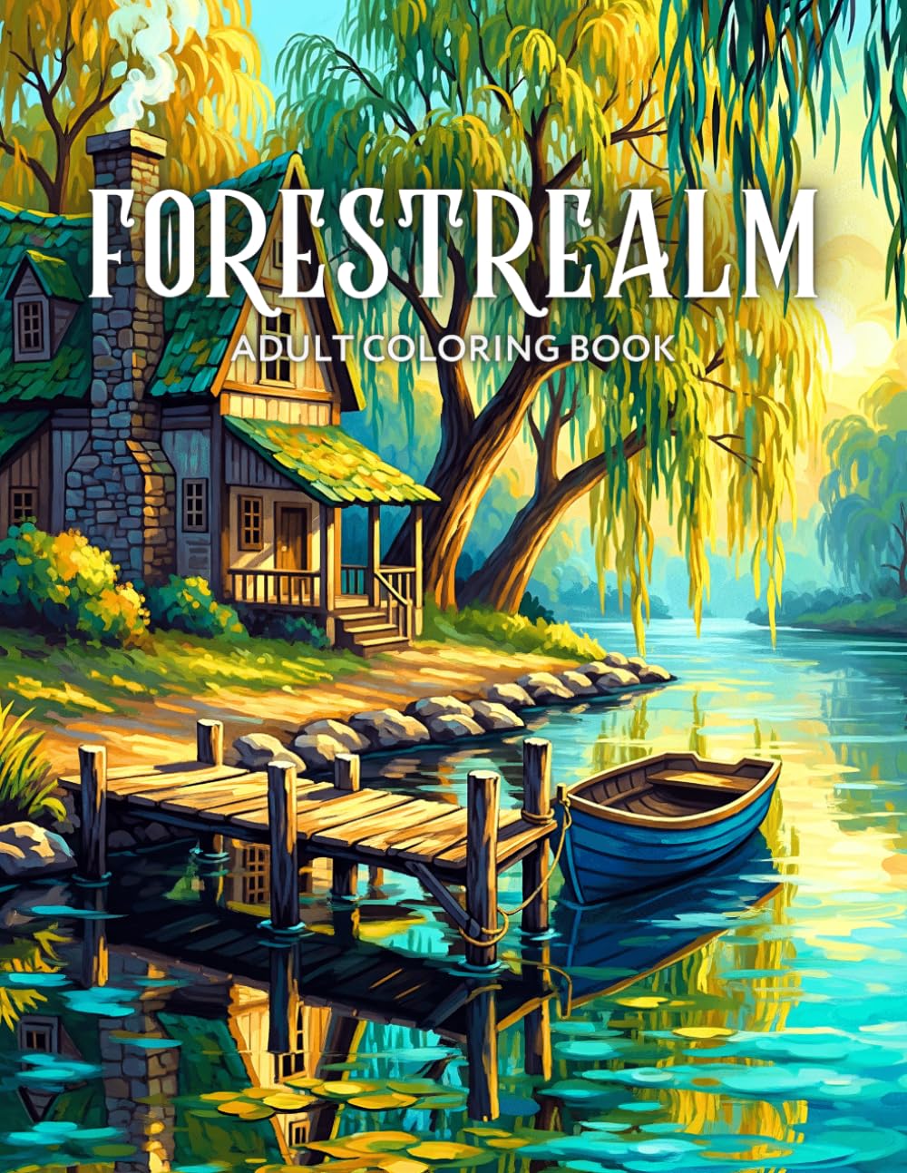 Forestrealm Adult Coloring Book: Forest Cabins, Animals and Nature Scenes for Relaxation and Mindfulness