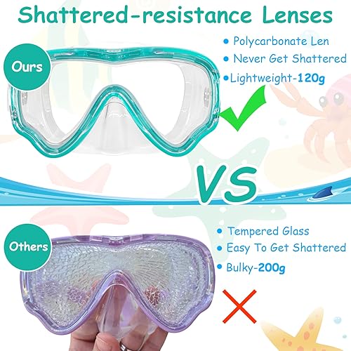 Miniatura 7 de Vvinca Gafas de natación para niños con cubierta para la nariz, máscara de buceo, correa de tela elástica, antivaho y antiroturas para niños de 3 a