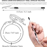 Vista 2 de 20 piezas de pulseras de cadena de serpiente con dije de 7.87 pulgadas, pulseras de cadena de serpiente ajustables con ayudante de pulsera, cierre