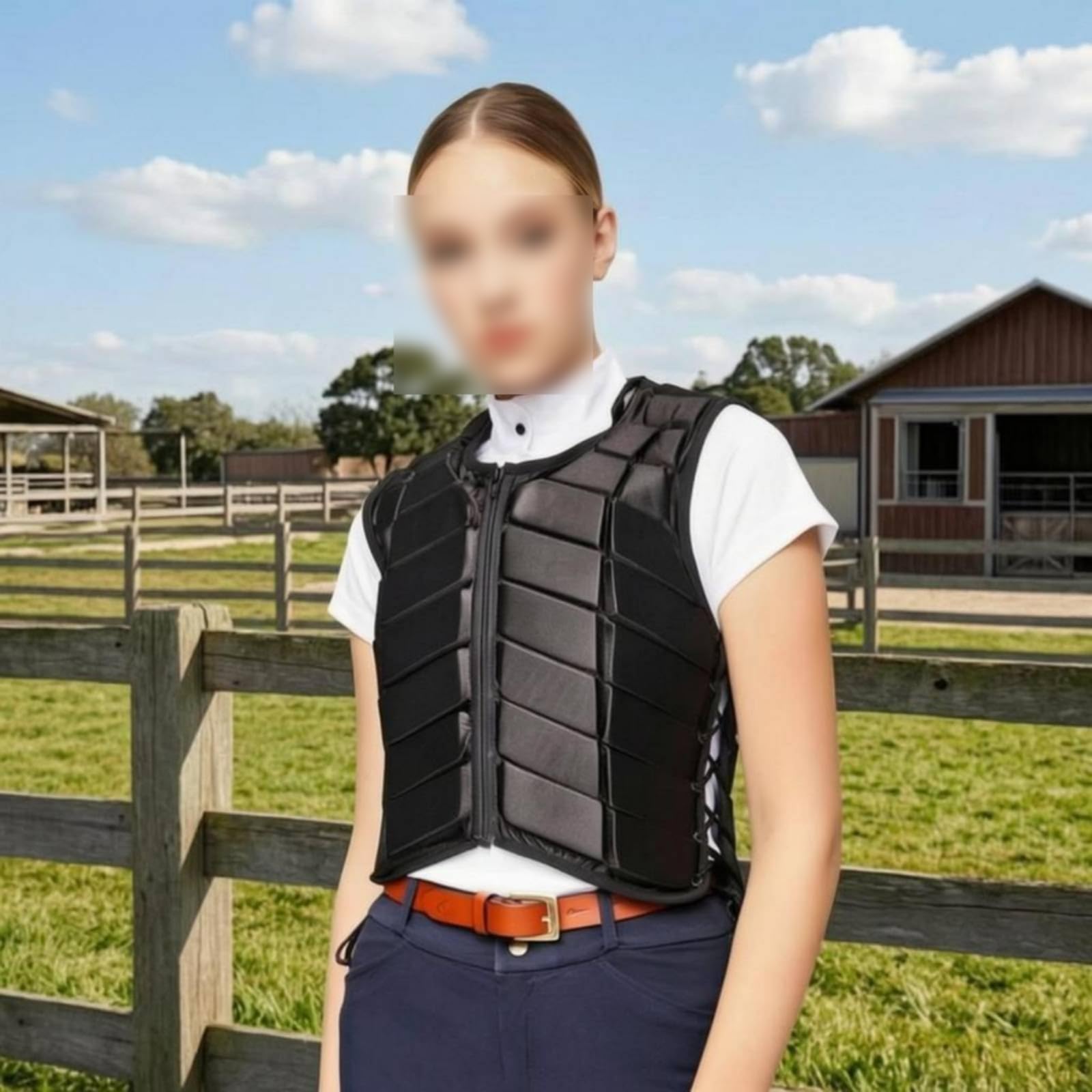 LOVIVER Gilet Protettivo Equestre Giubbotto Sicurezz Panciotto Toracico Pettorina Cavalcata con Protezione Torace E Schiena Chiusura Frontale a Zip Adatto per Maneggio Trekking Lezioni