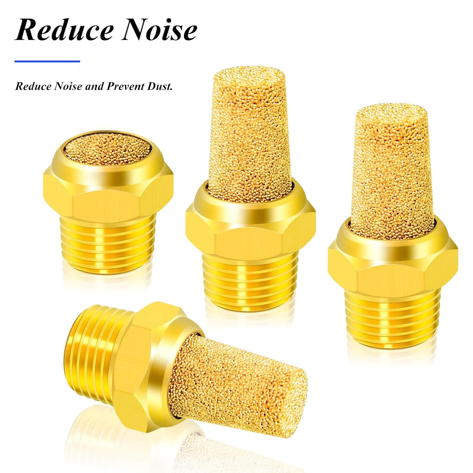 TAILONZ PNEUMATIC Silenziatore di in bronzo sinterizzato 1/4 pollice BSP Corpo in ottone sporgente confezione da 10