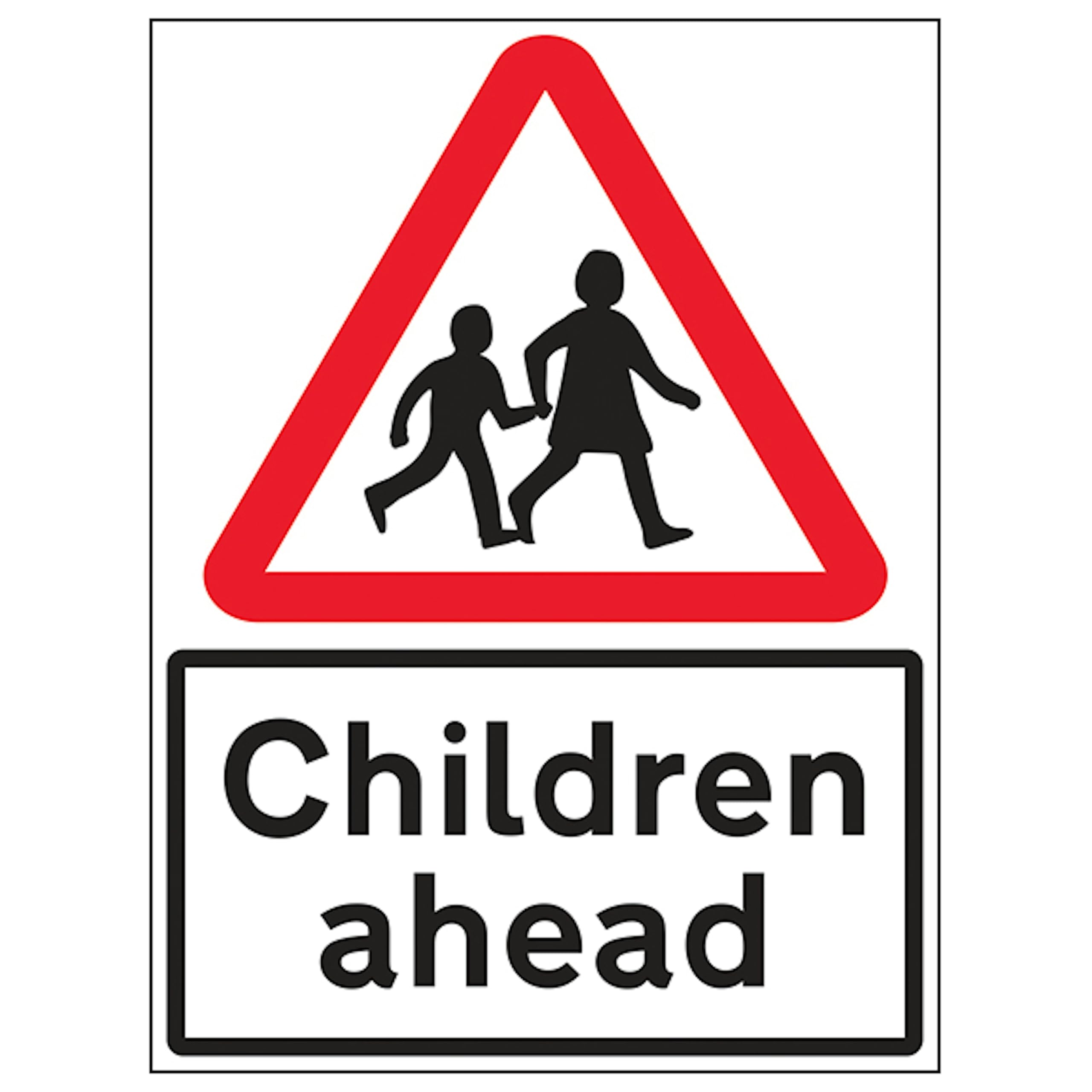 V Safety Children Ahead 450 x 600 mm - 3mm Reflective Aluminium Composite Safety Sign, White