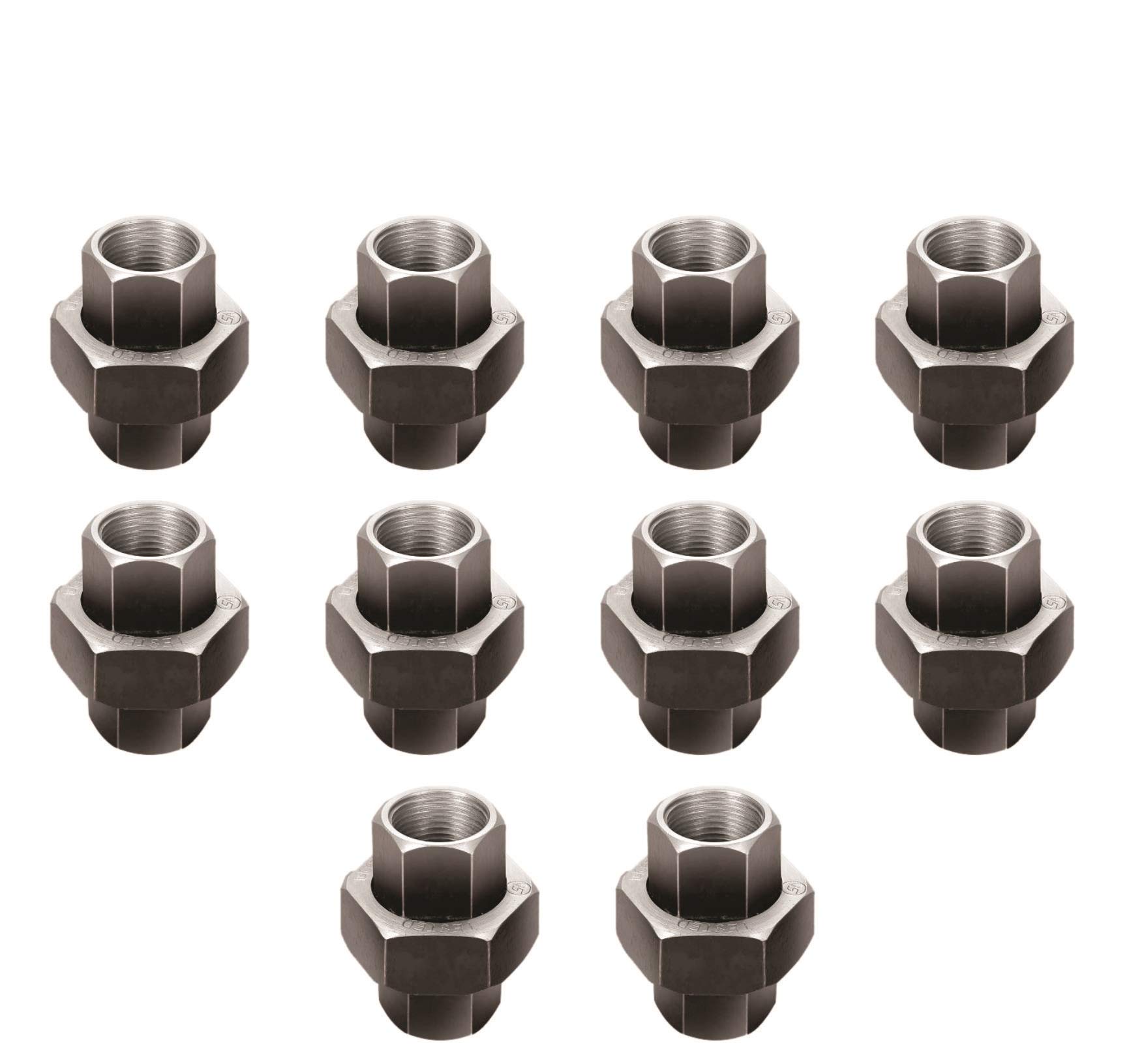VS Forged Steel Union 1000 LBS, Pipe Fitting Union Forged Black Size 8mm, 1/4", Pack Of 10