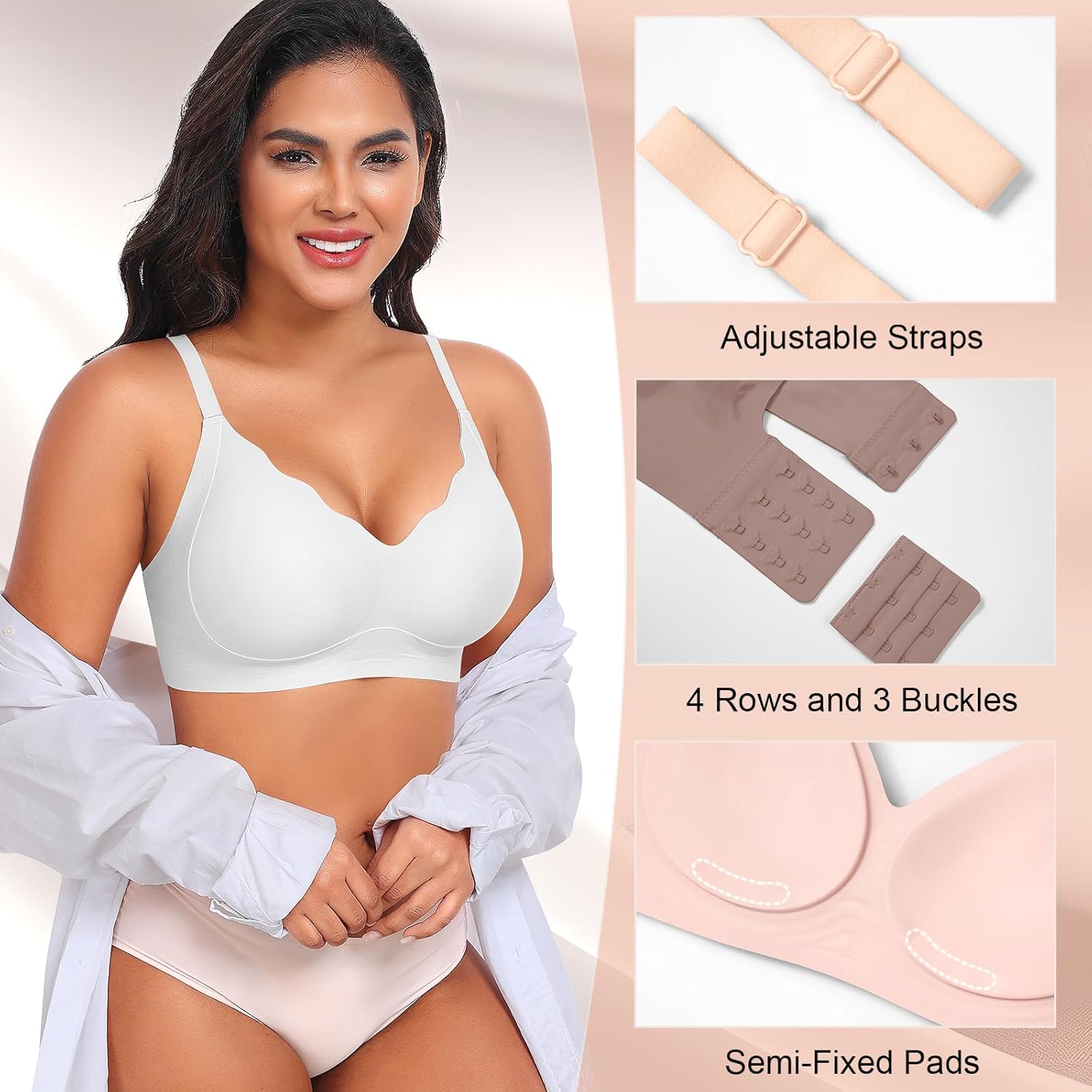 Seamless Bras for Women Full Coverage No Underwire Wireless Tshirt Bra Comfortable Back Smoothing Supportive Bralettes - Image 4