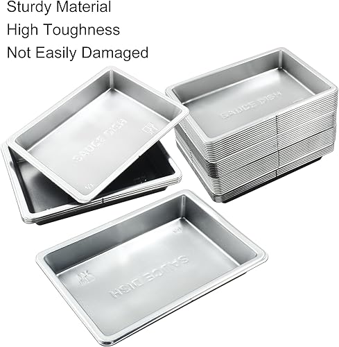 Miniatura 10 de Hitefu 40 platos desechables para salsas, platos rectangulares de plástico para salsa, platos de postre, mini plato de salsa de soja para sushi,