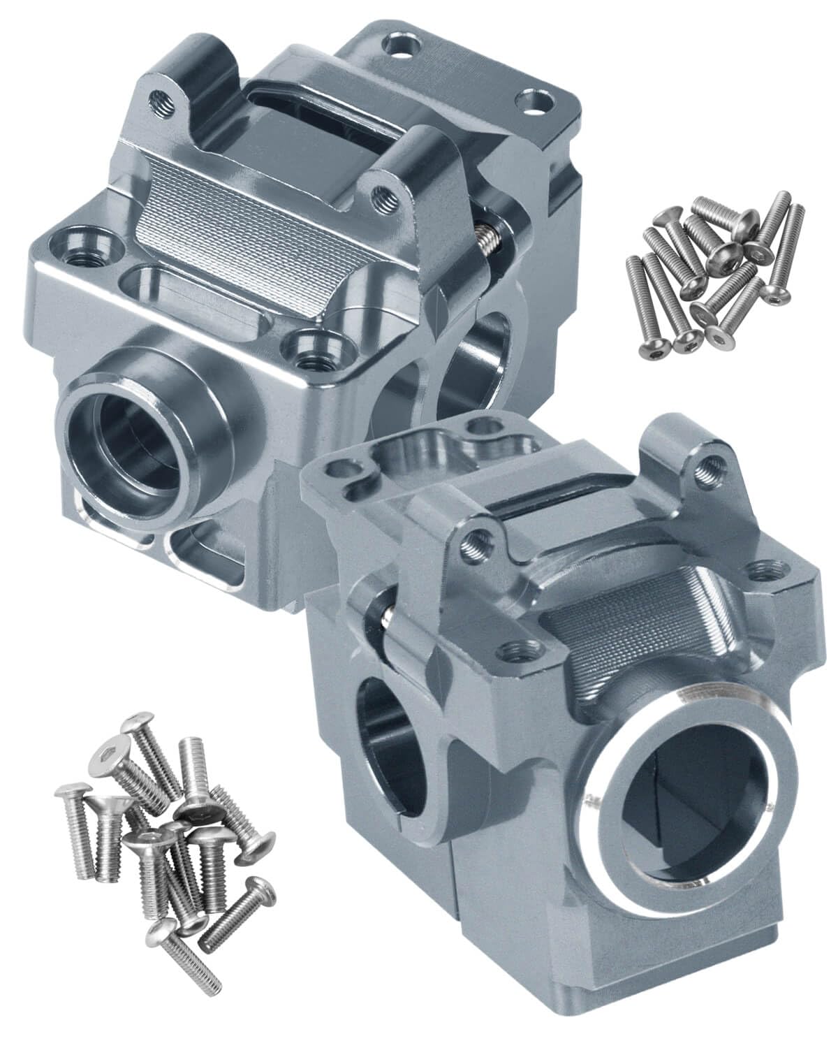 hopsupRC Gearbox Transmission Case Upgrades Parts Aluminum Front Rear Wave Box Gearbox for 1/10 Slash/Rustler/Stampede/Hoss VXL 4X4,Titanium