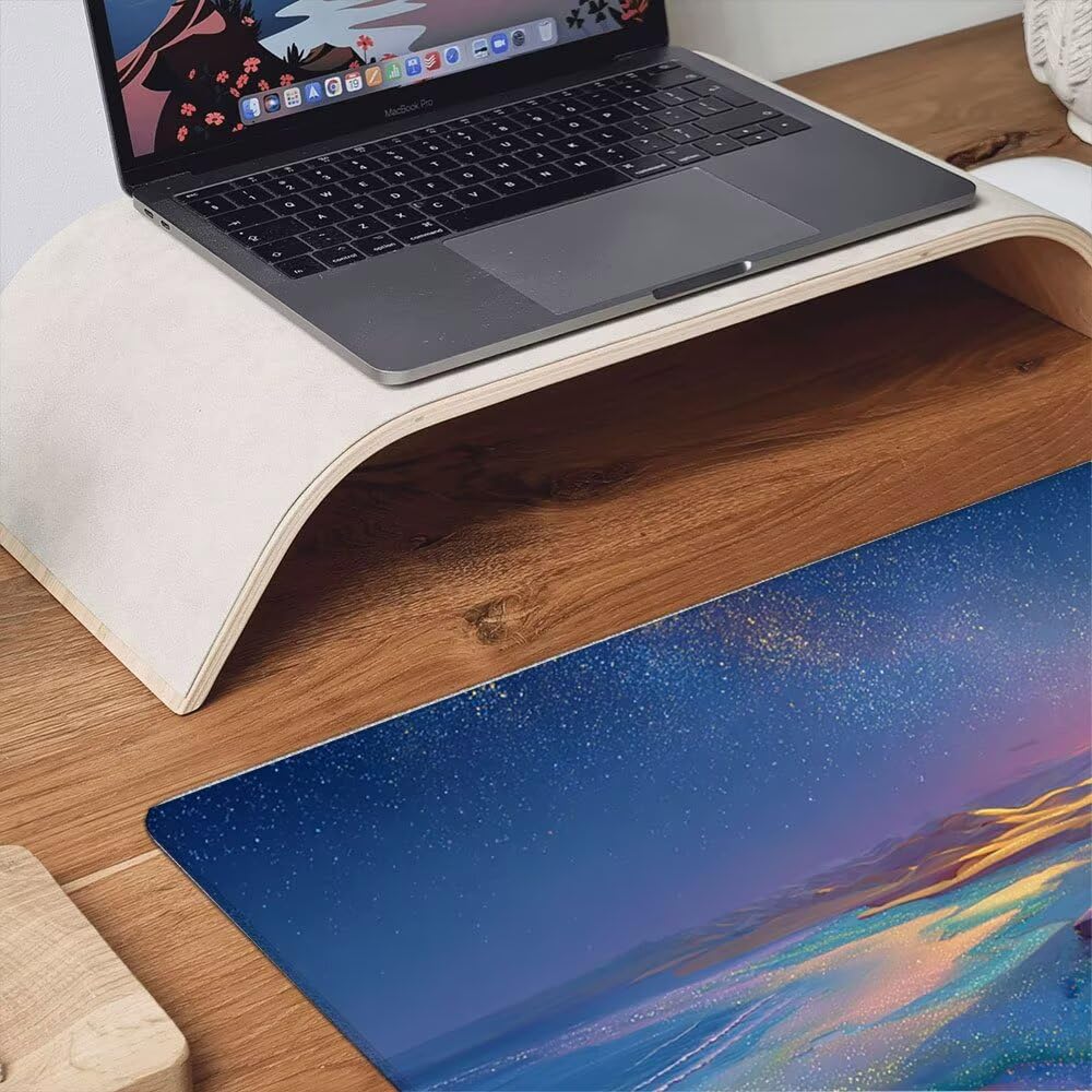 Podkładka pod mysz dla graczy, 1600x800mm XXL podkładka pod mysz do gier duża, zmywalna klawiatura biurowa mata antypoślizgowa gumowa wodoodporna, szyte krawędzie, gracz komputer PC, gwiaździste niebo