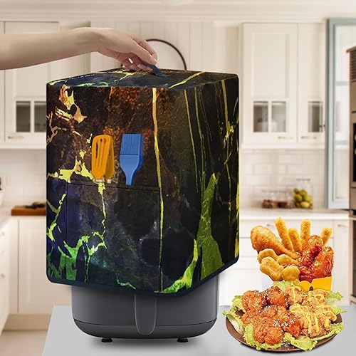 Miniatura 5 de Fundas para freidora de aire extra grandes con patrón de mármol, accesorios cuadrados para freidora de aire de 5 a 6 cuartos de galón, cubiertas
