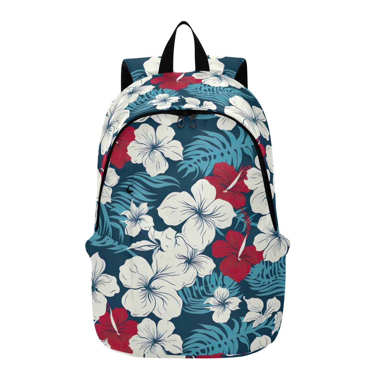 MCHIVER Travel Backpack Hibiscus Flower Colorful Leaf Casual Daypack Backpacks Lightweight Carry on Bag Water Resistant Hiking Backpack for Women and Men