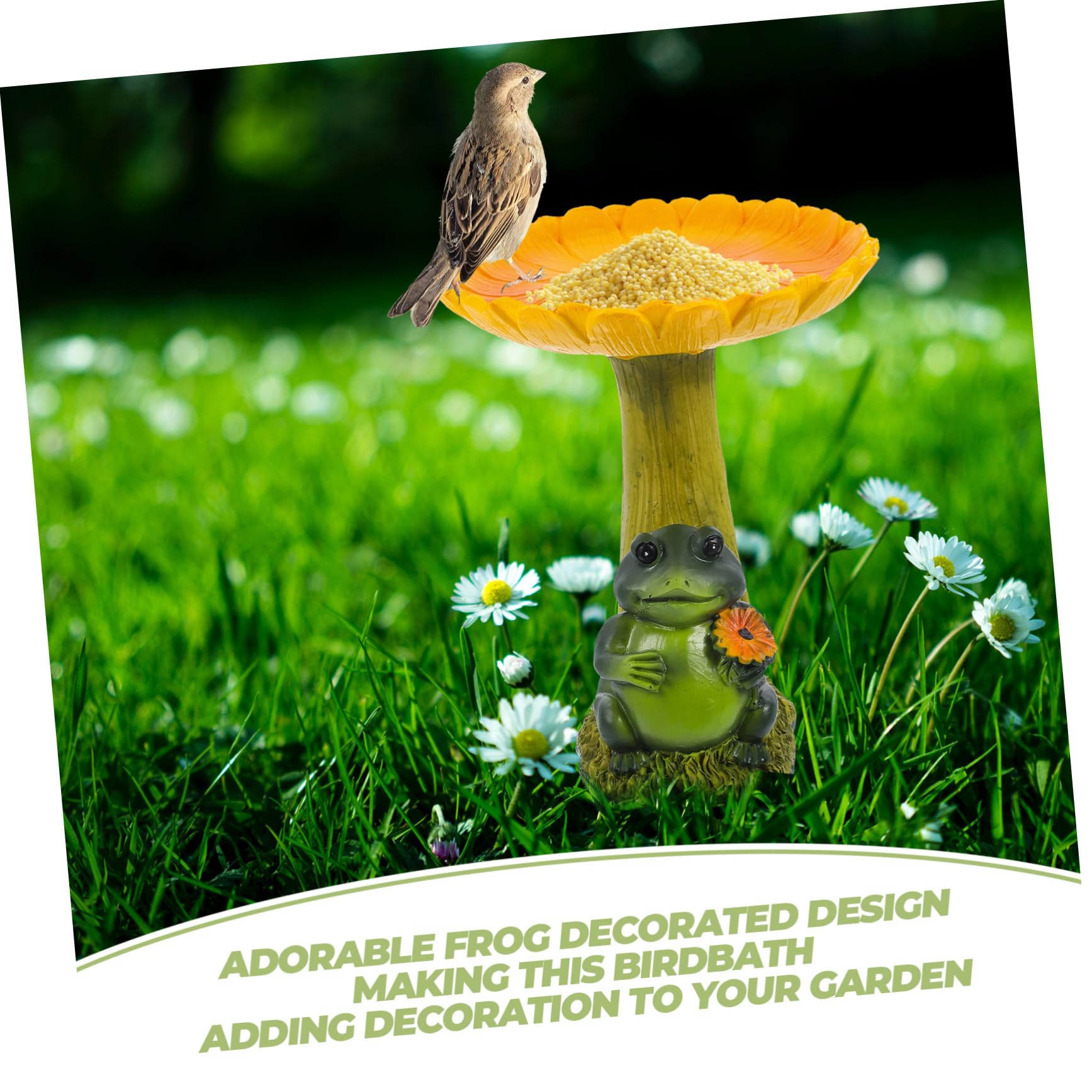 HANABASS Baño Complemento Rana para Resina Pájaros de Girasol de Diseño y Adorable Portátil para Decoración de Jardín y Exteriores para Aves Patio