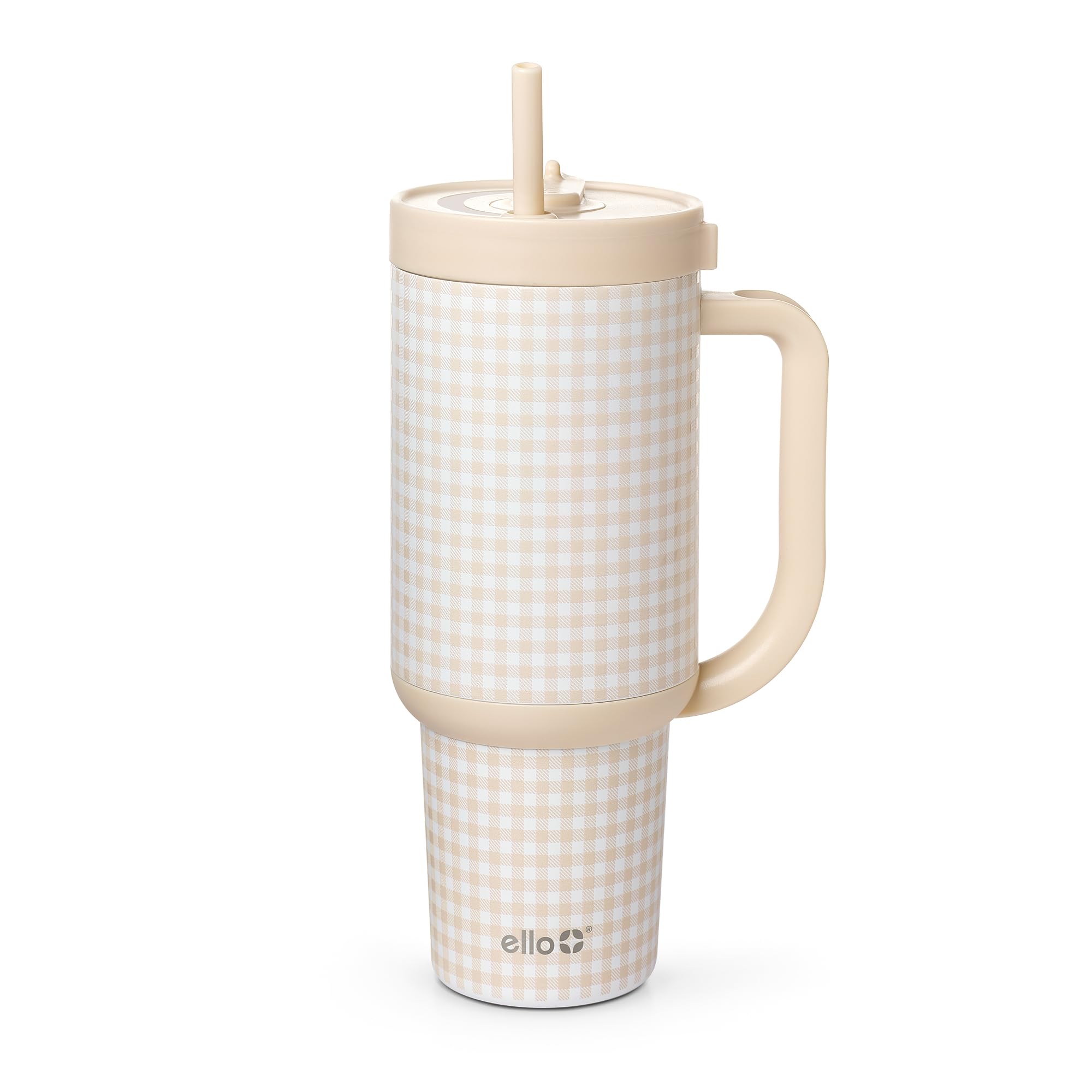 Ello Oasis 40oz Stainless Steel Water Bottle - Beige Gingham โ image 1