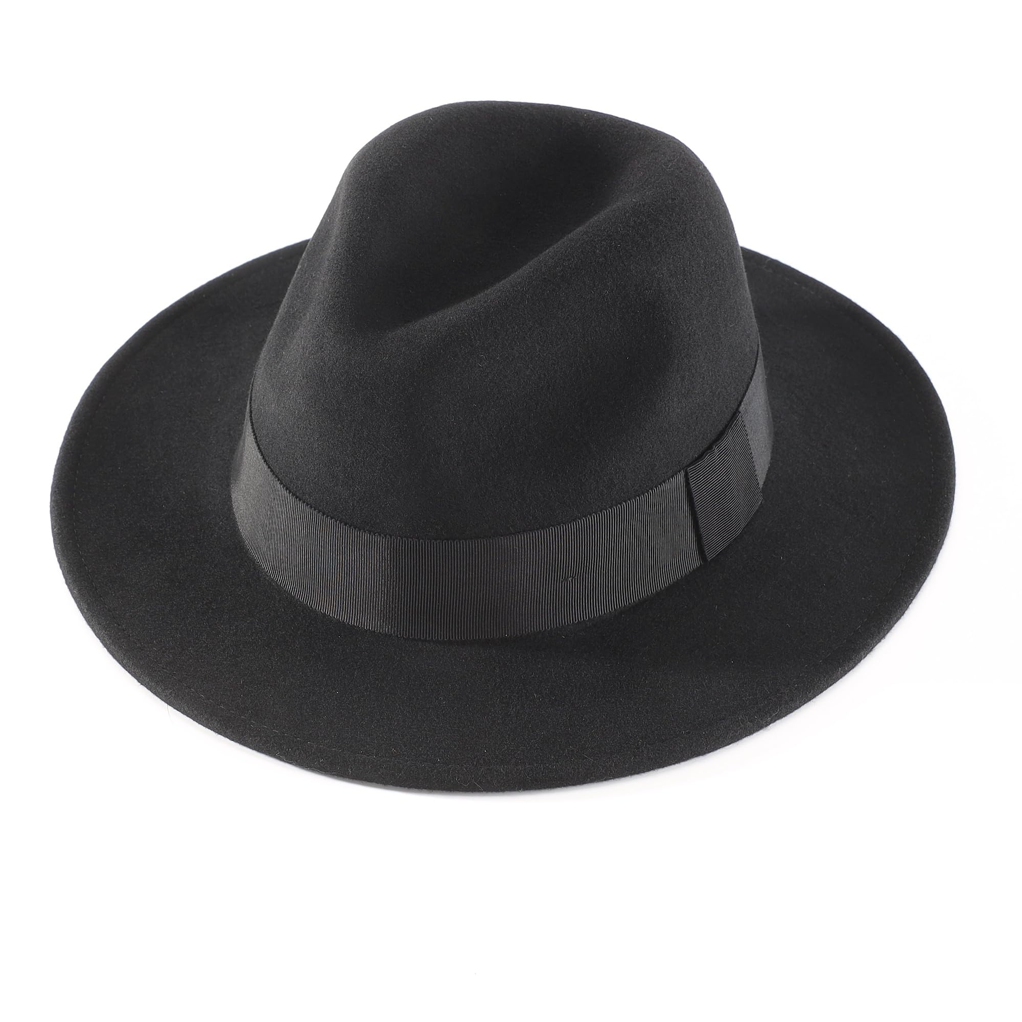 Home Prefer Sombrero Fedora de lana para hombre con banda clásica de ala ancha para hombre y mujer, sombrero de vestir Panamá