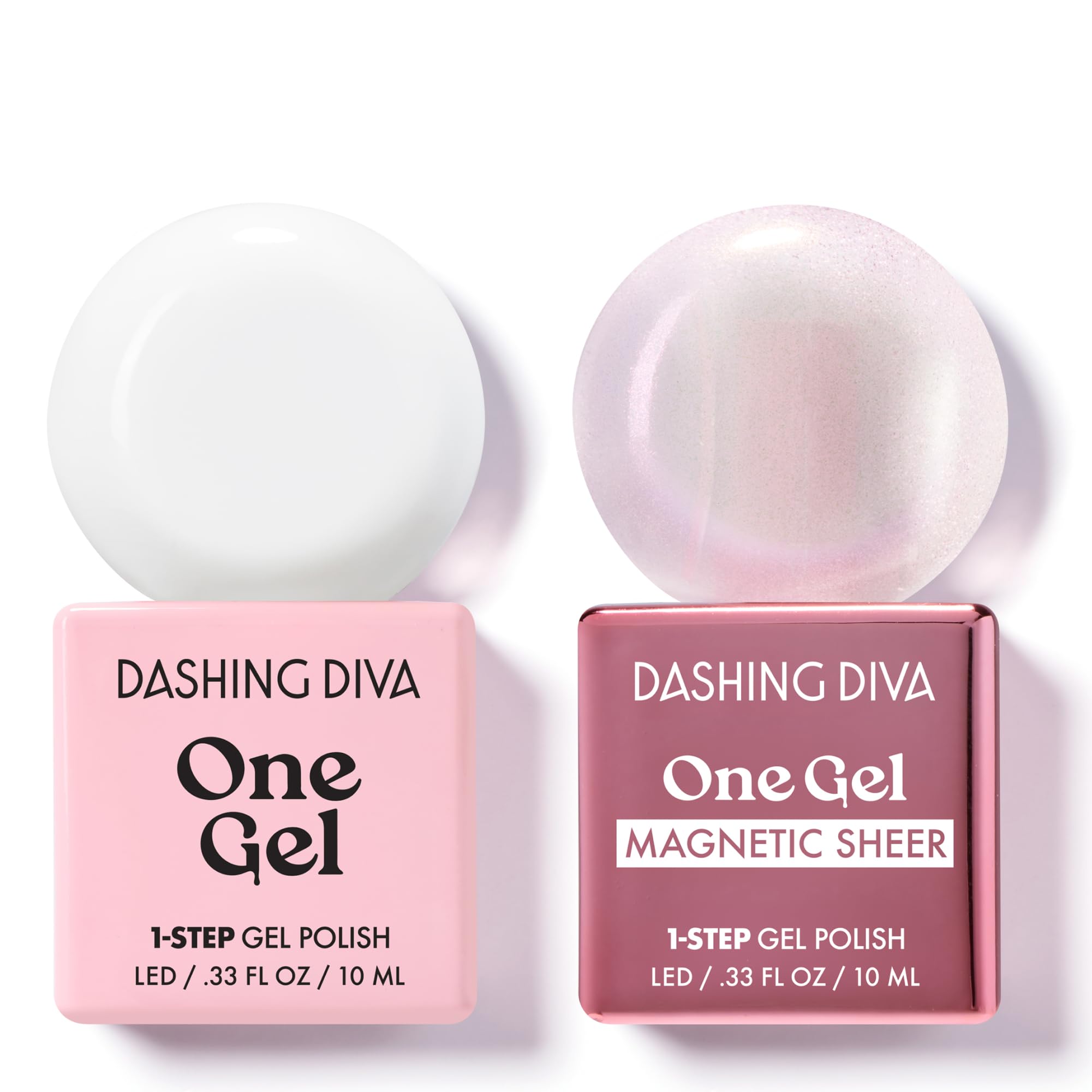 Dashing Diva One Gel Color & Magnetic Topper Duo - Diamante - Marshmallow & Iridescent Glitter Topper - 3-in-1 Base Coat, Nail Color & Top Coat - Gel