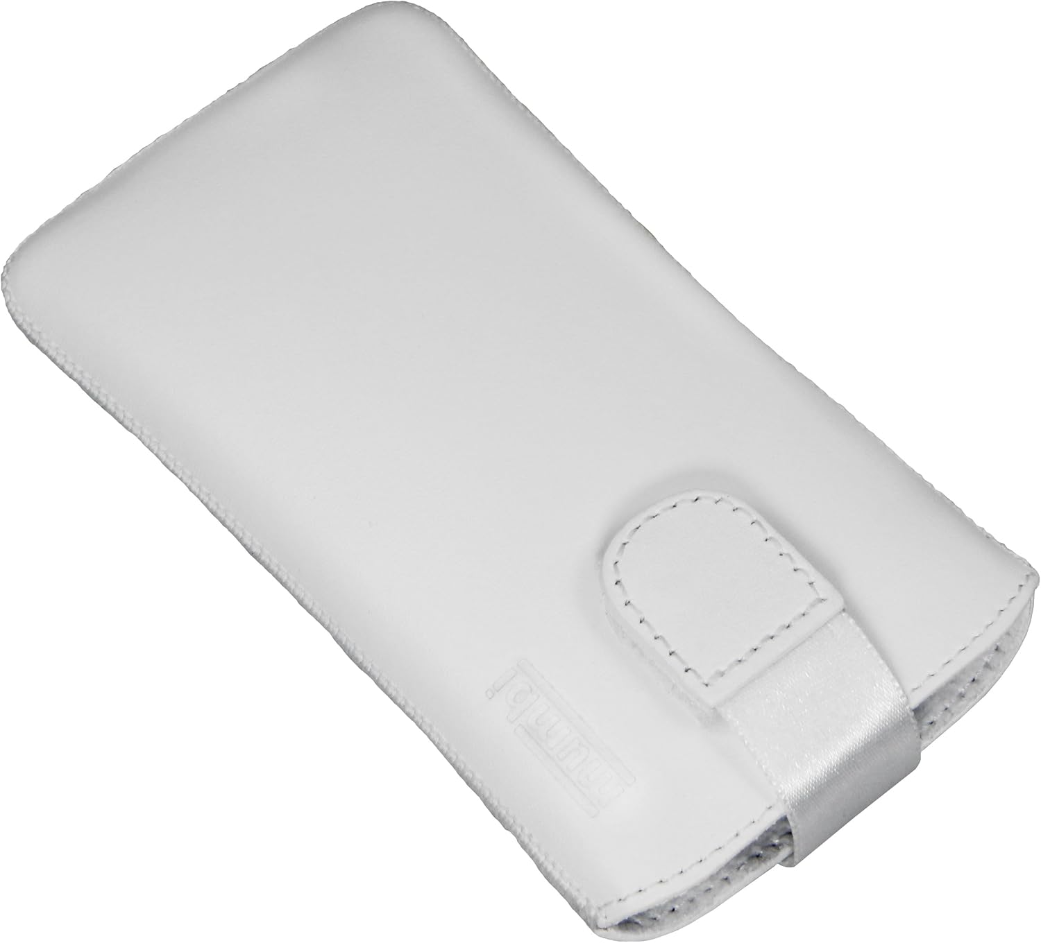 mumbi Case with Flap and Pull-Up Strap for Samsung Galaxy S3 Mini Real Leather White