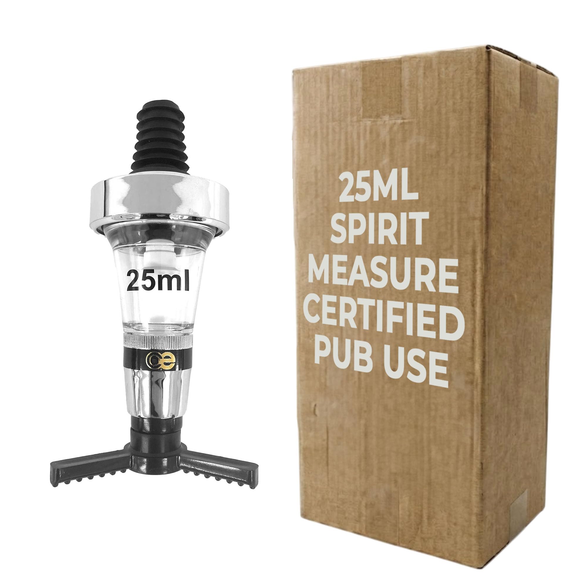 Chabrias Ltd Chrome Optic Spirit Measure – CE Government Stamped, UK Made Wall Mounted Optic Dispenser for Spirits, Ideal for Home Bars, Pubs & Commercial Bars (1, 25ml)