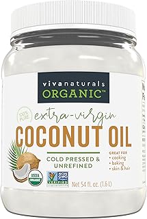 Organic Coconut Oil - Unrefined and Cold-Pressed, Natural Hair Oil, Skin Oil and Cooking Oil with Fresh Flavor, Non-GMO Ex...