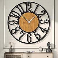 Vista 23 de LEIKE Relojes de Pared LED Grandes, Silenciosos, Sin Tictac, Funcionan con Pilas, Rústico Redondo Moderno Gran Reloj de Pared de Madera para Sala