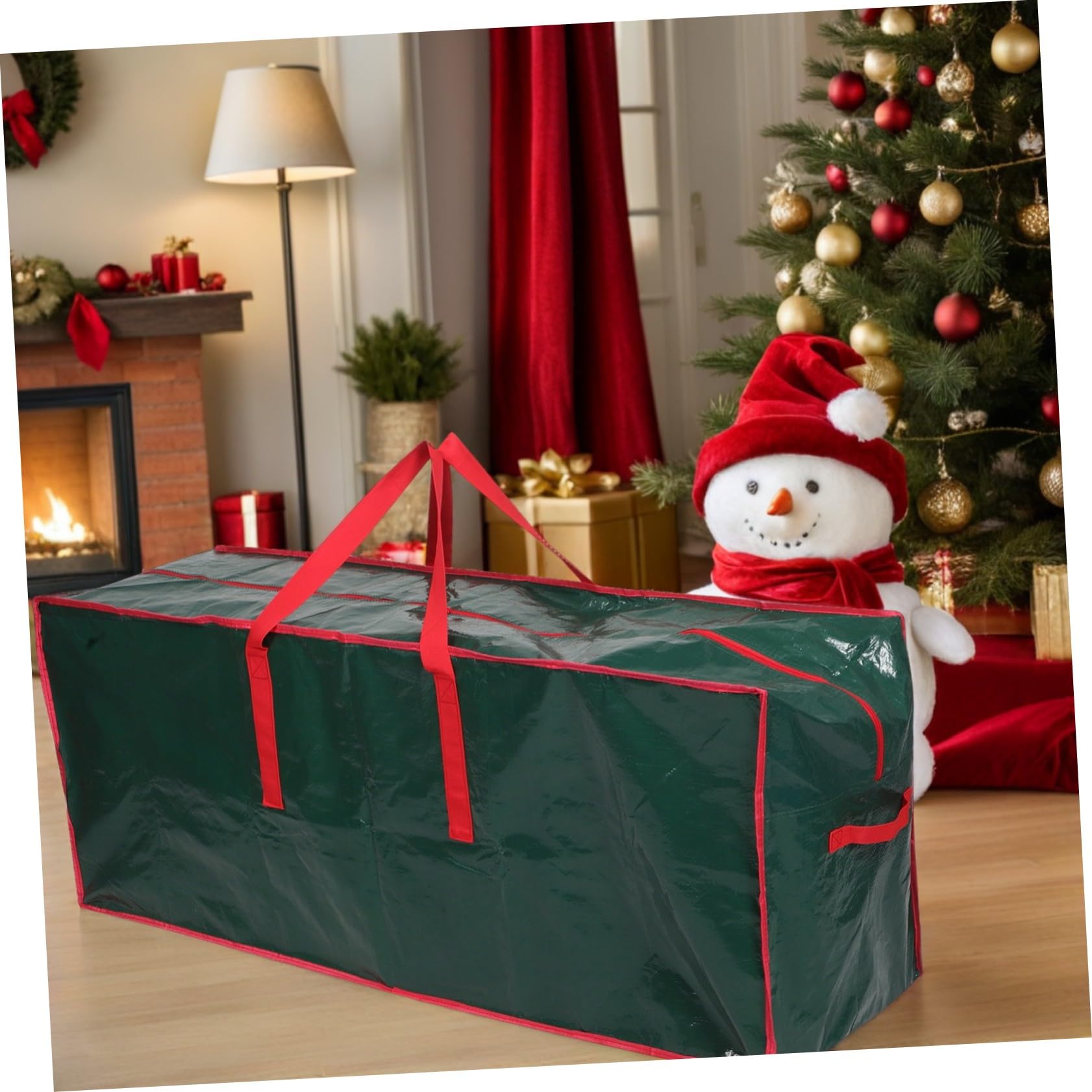 SOIMISS Borsa Portaoggetti per Albero di Natale Organizer Manici Rinforzati e Cerniere Grande Capacità per Decorazioni Natalizie e Uso Interno ed Esterno