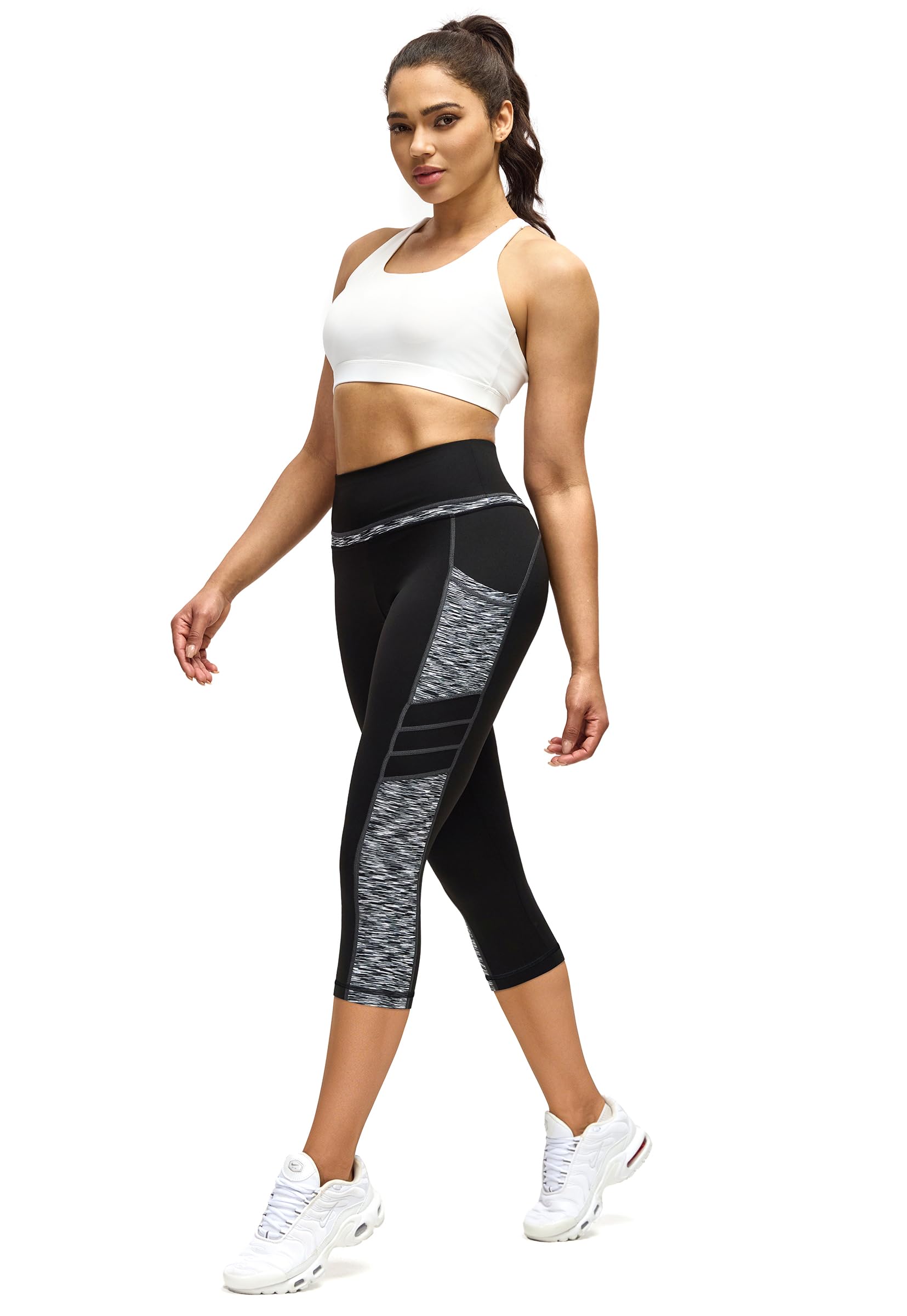 Sporthose Damen 3/4 mit Tasche,Blickdicht Leggings Damen Jogginghose Damen Fitnesshose