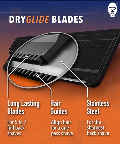 Miniatura 3 de Bakblade 2.0 Cartuchos de repuesto para afeitadora de cabello 2.0, 2.0 Elite Shavers - Tecnología Dryglide (12 maquinillas de afeitar incluidas)