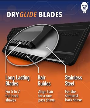 BakBlade Replacement Blade Cartridges for All 2.0 and 3.0 Models (12 Pack) | Dryglide Safety Technology, Titanium Plated, Shave Wet Or Dry, Easy to Replace, Lasts 5 - 7 Shaves