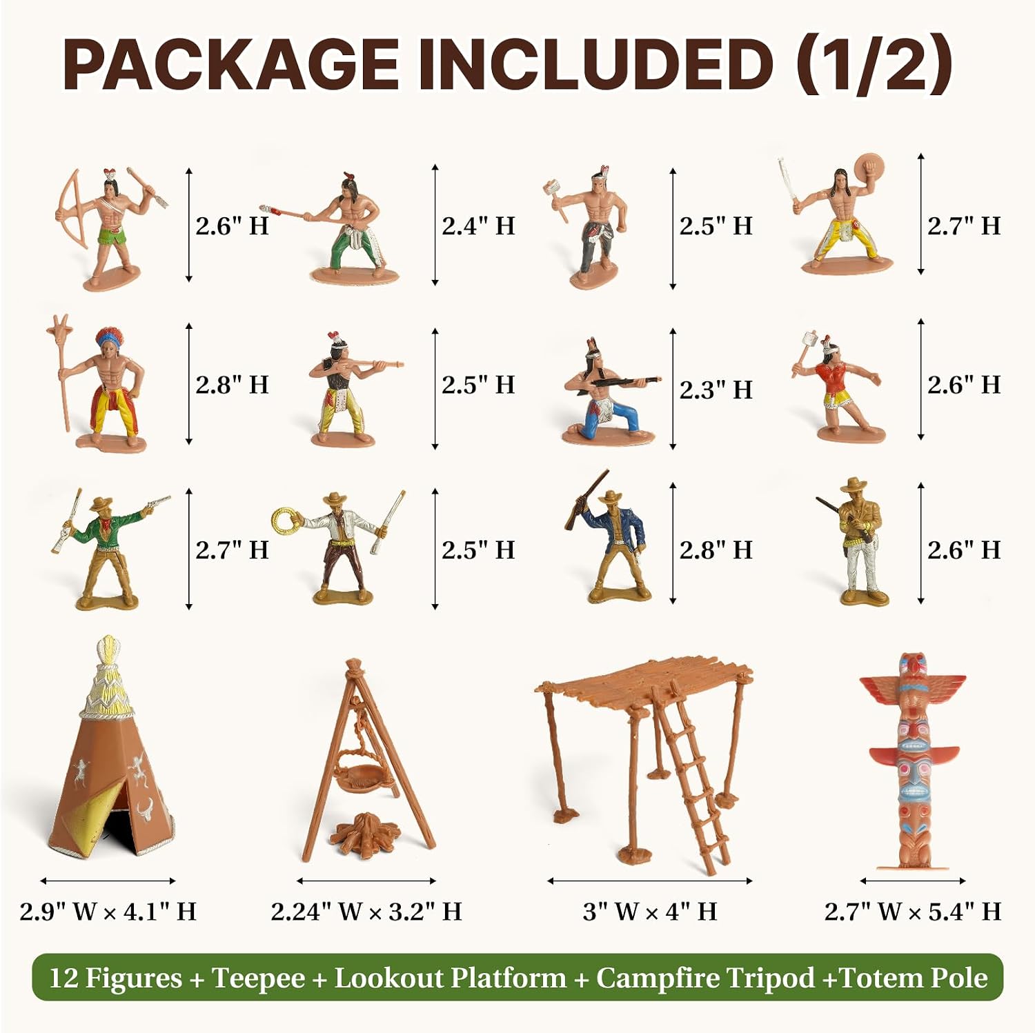 Native American Figurines & Cowboy Diorama Kit for School Projects