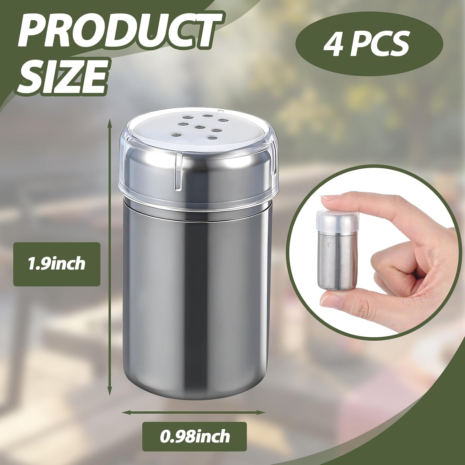 Domensi 4 Pcs Mini Salt and Pepper Shakers, 0.8oz Cylinder, Stainless Steel