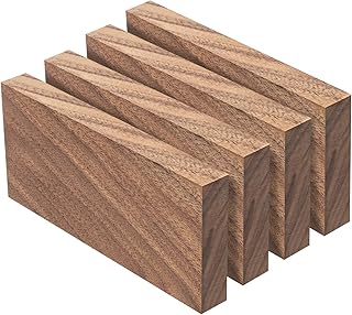 4 Pcs Walnut Wood Log Lumber Board Knife Handle Material, Square Turning BlanksHandle Plate for Instruments DIY Raw Wood Turning Blanks(5.1" x 2.3" x 0.5")