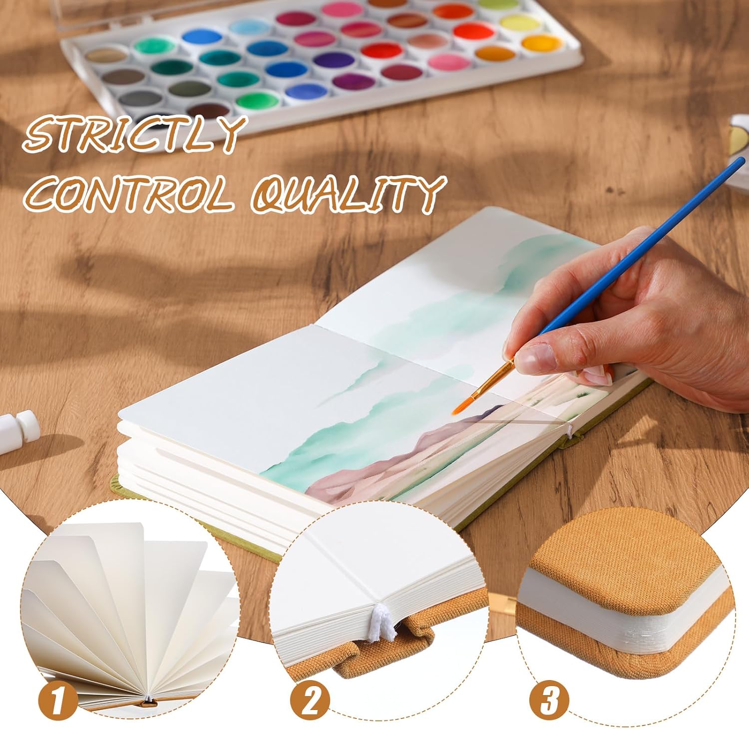 Mooliwe 4 Pcs Watercolor Travel Journal Watercolor Sketchbook Painting 5 x 5 Inch 300 GSM Cotton Cold Press Notebook for Painter Beginner Graduation Gift(Autumn Colors)