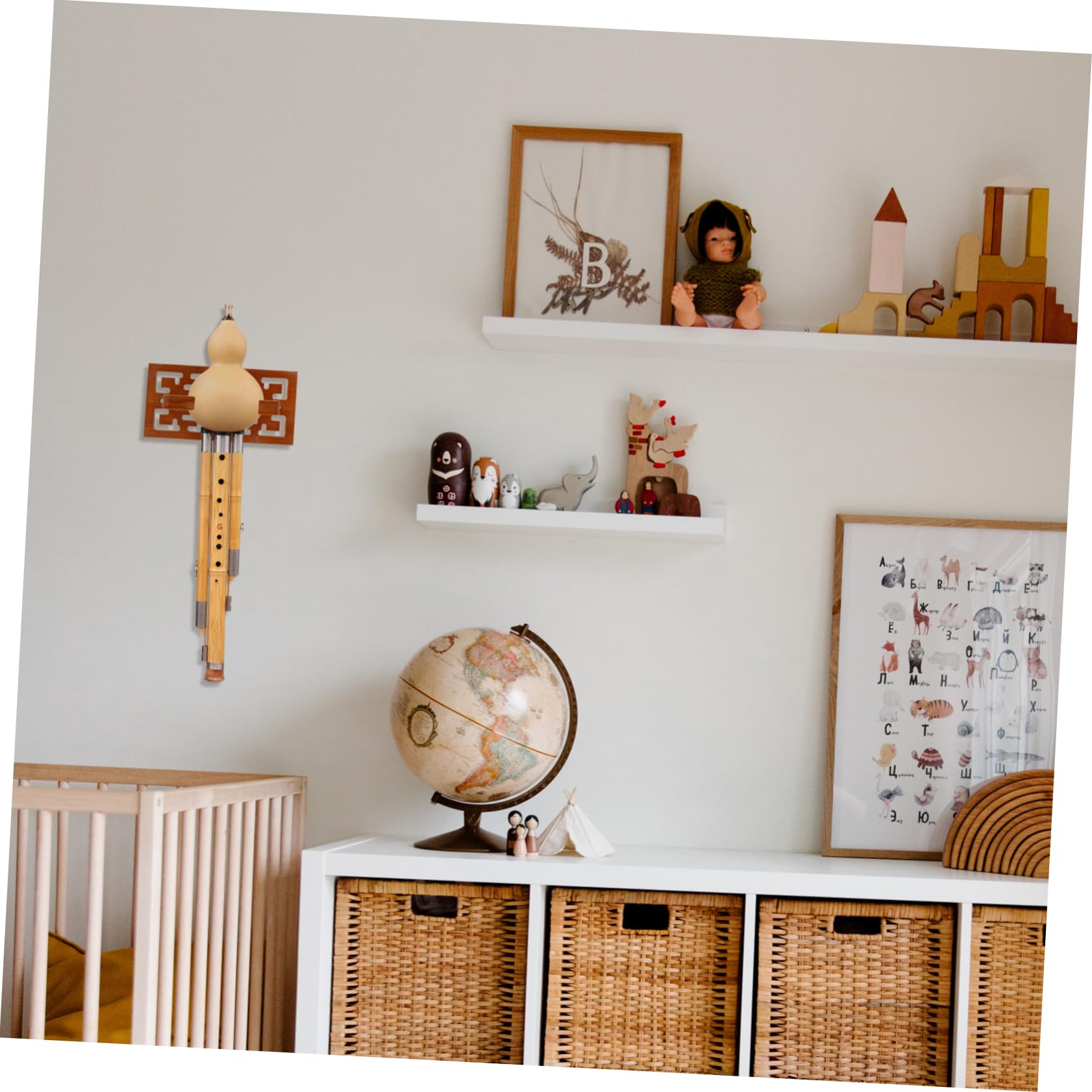 ibasenice Flute Stand Wooden Cucurbit Flute Holder Wall Mount for Flute Accessories Display Rack for Flute