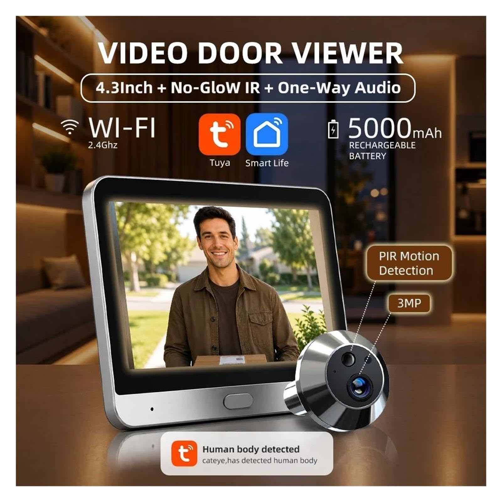 Telecamera digitale WiFi for spioncino da porta da 3 MP